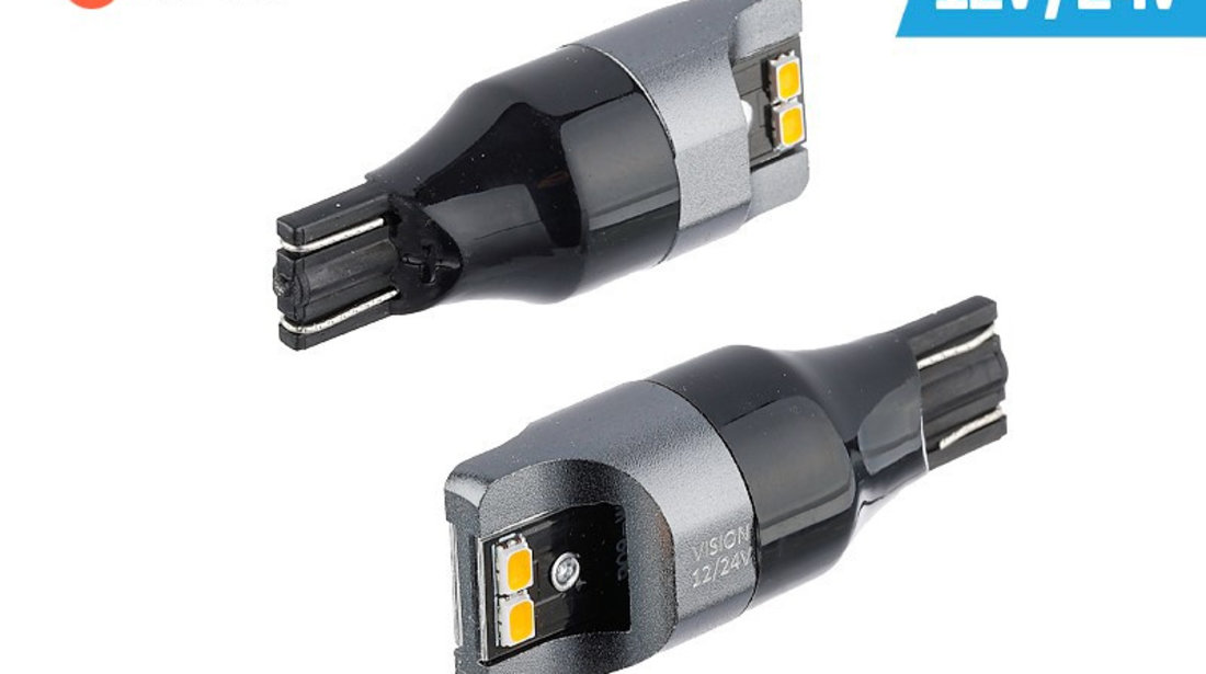 Set 2 Buc Bec Led Vision W16W (T15) 12/24V 4X 3020 SMD Led, Nepolar, Canbus, Portocaliu 58304