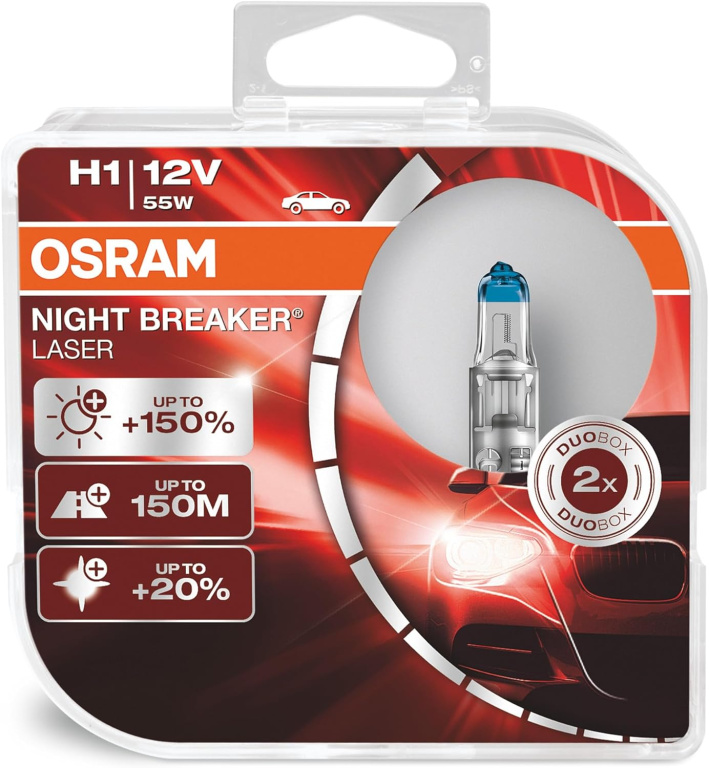 Set 2 Buc Bec Osram H1 12V 55W Night Breaker Laser Nextgen +150% 64150NL-HCB