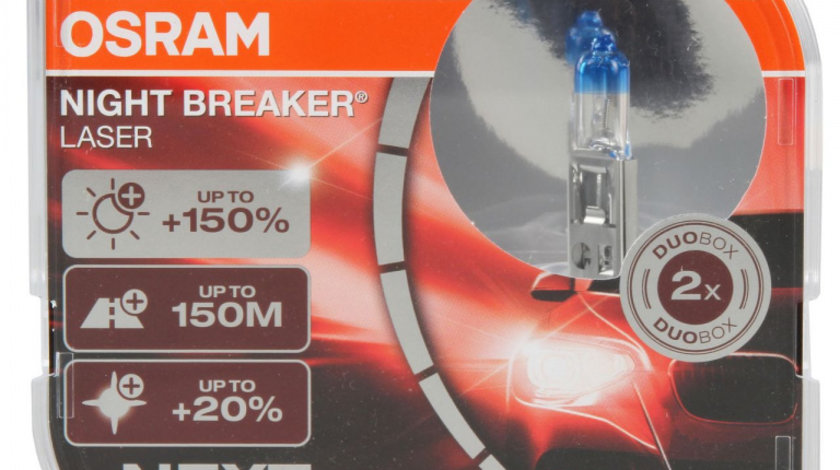 Set 2 Buc Bec Osram H1 12V 55W P14,5s Night Breaker Laser Next Generation +150% 64150NL-HCB