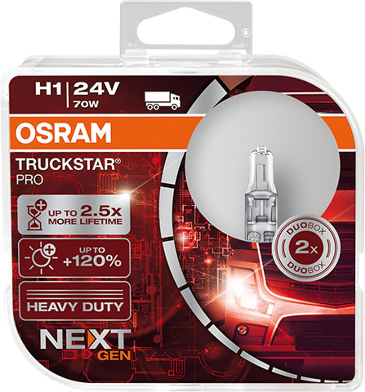 Set 2 Buc Bec Osram H1 24V 70W Truckstar Pro +120% Nextgen 64155TSP-HCB