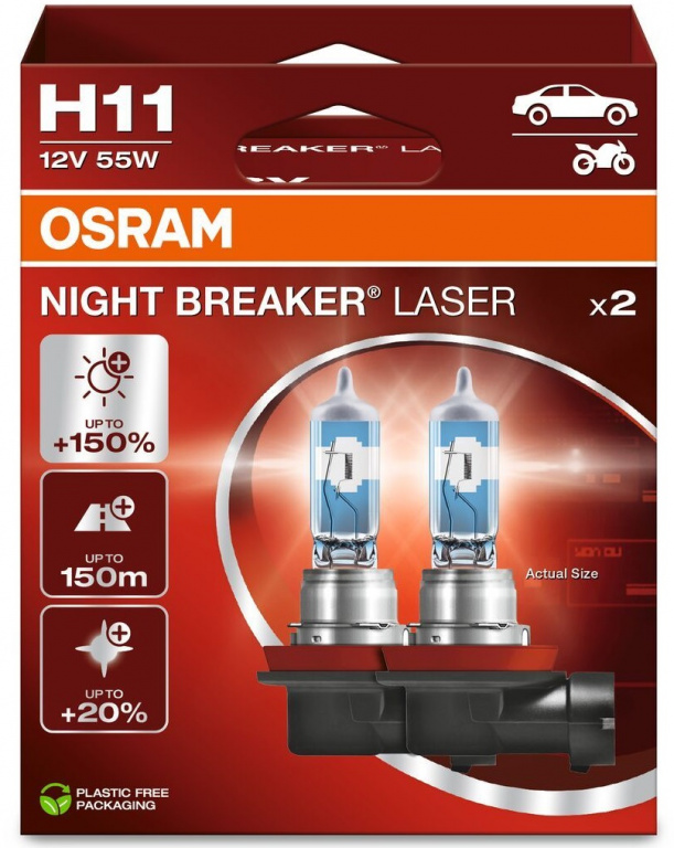Set 2 Buc Bec Osram H11 12V 55W Night Breaker Laser Nextgen +150% 64211NL-2HB