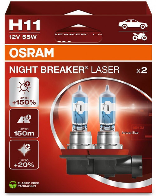 Set 2 Buc Bec Osram H11 12V 55W Night Breaker Laser Nextgen +150% 64211NL-2HB