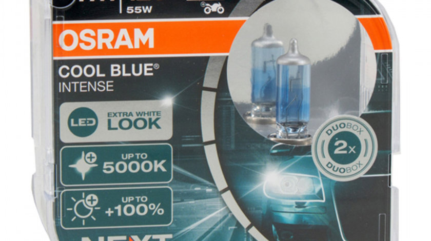 Set 2 Buc Bec Osram H11 12V 55W PGJ19-2 Cool Blue Intense Next Generation Extra White Look 5000K +100% 64211CBN-HCB