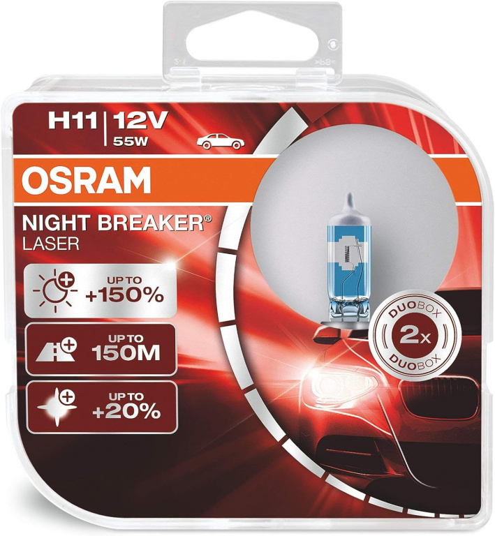 Set 2 Buc Bec Osram H11 12V 55W Pgj19-2 Night Breaker Laser +150% O-64211NL-HCB