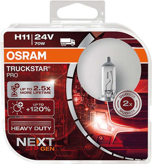 Set 2 Buc Bec Osram H11 24V 70W Truckstar Pro Nextgen +120% 64216TSP-HCB