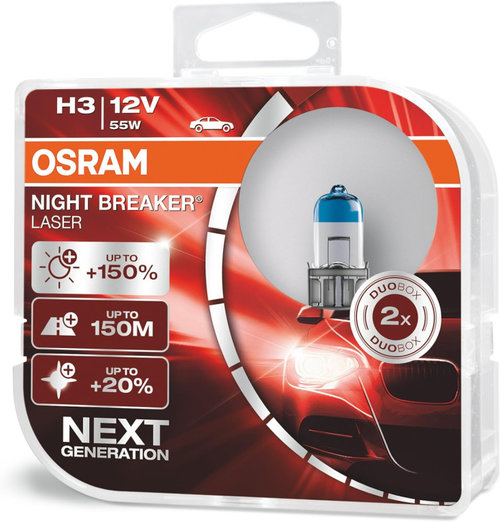 Set 2 Buc Bec Osram H3 12V 55W PK22s Night Breaker Laser Next Generation +150% 64151NL-HCB