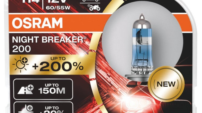 Set 2 Buc Bec Osram H4 12V 60/55W Night Breaker 200 P43t +200% 64193NB200-HCB