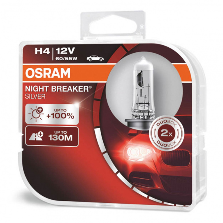 Set 2 Buc Bec Osram H4 12V 60/55W Night Breaker Silver +100% O-64193NBS-HCB