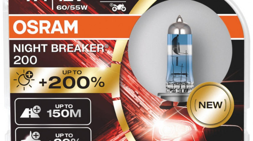 Set 2 Buc Bec Osram H4 12V 60/55W Night Breaker 200 P43t +200% 64193NB200-HCB