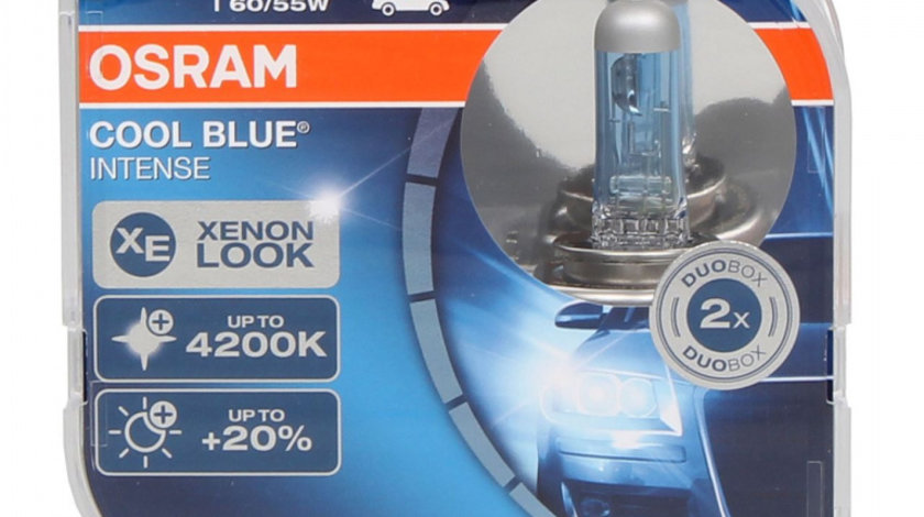 Set 2 Buc Bec Osram H4 P43T 12V 60/55W Cool Blue Intense CBI Xenon Look 4200K +20% 64193CBI-HCB