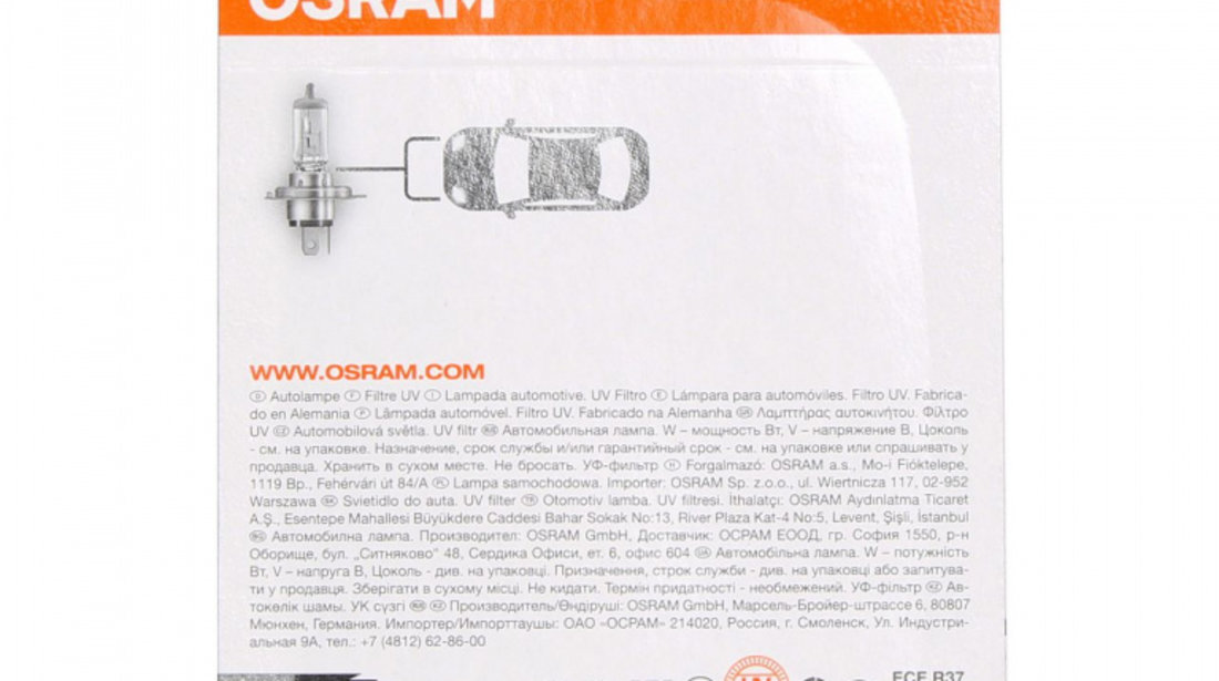 Set 2 Buc Bec Osram H4 P43T 12V 60/55W Original Blister 64193-01B