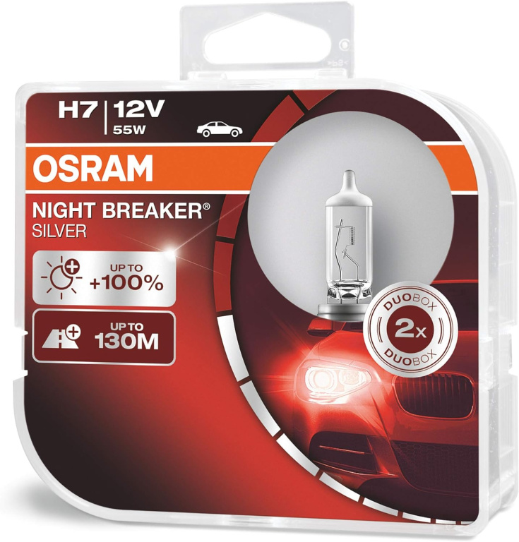 Set 2 Buc Bec Osram H7 12 55W Night Breaker Silver +100% 64210NBS-HCB