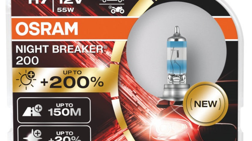 Set 2 Buc Bec Osram H7 12V 25W Night Breaker 200 PX26d +200% 64210NB200-HCB