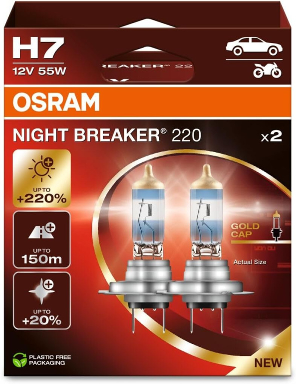Set 2 Buc Bec Osram H7 12V 55W Night Breaker +220% 64210NB220-2HB