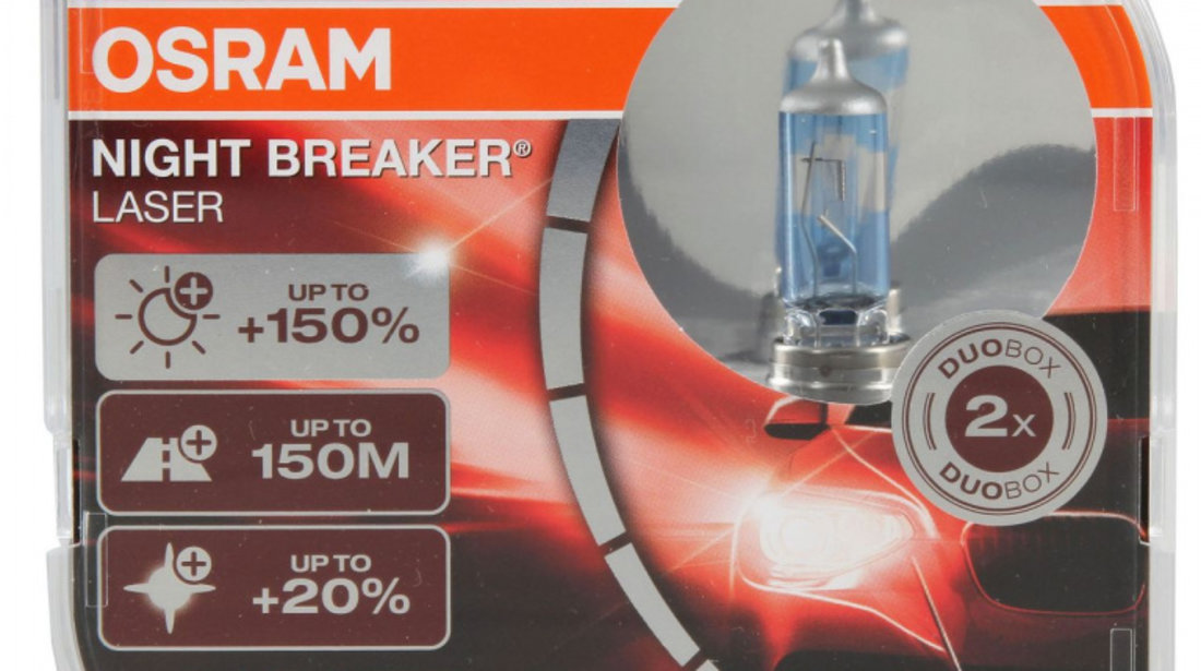 Set 2 Buc Bec Osram H7 12V 55W Night Breaker Laser Next Gen +150% Up To 150M 64210NL-HCB