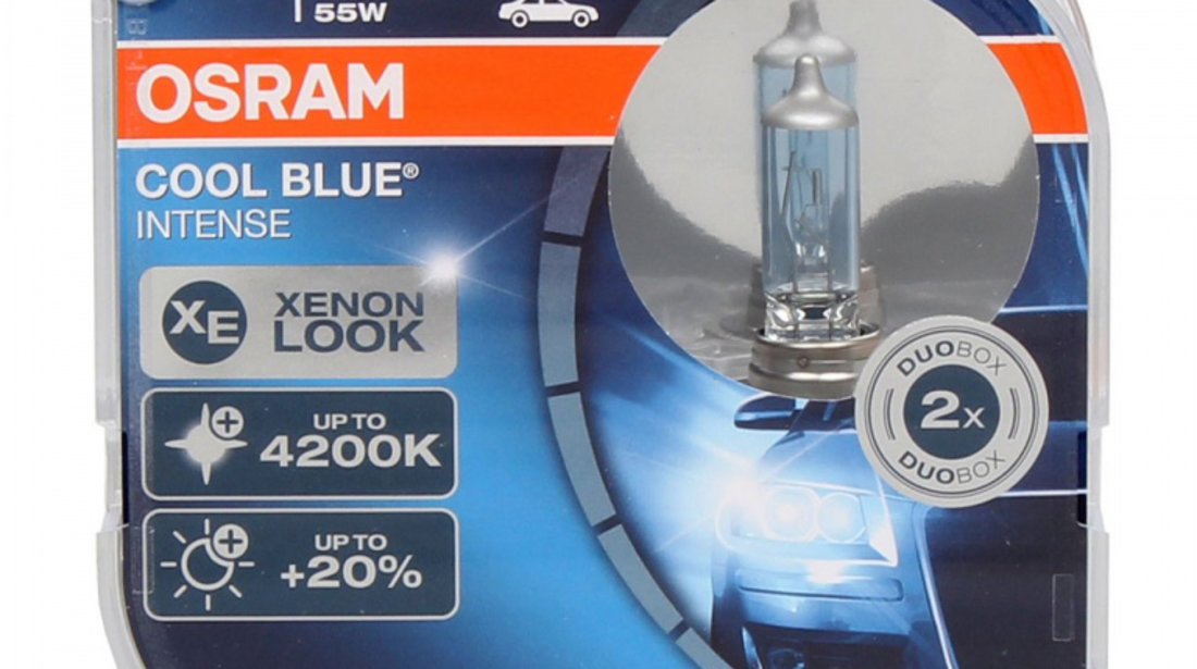 Set 2 Buc Bec Osram H7 12V 55W PX26d Cool Blue Intense CBI Xenon Look 4200K +20% 64210CBI-HCB