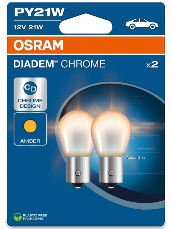 Set 2 Buc Bec Osram PY21W 12V 21W Diadem Chrome Blister NextGen 7507DC-2BL