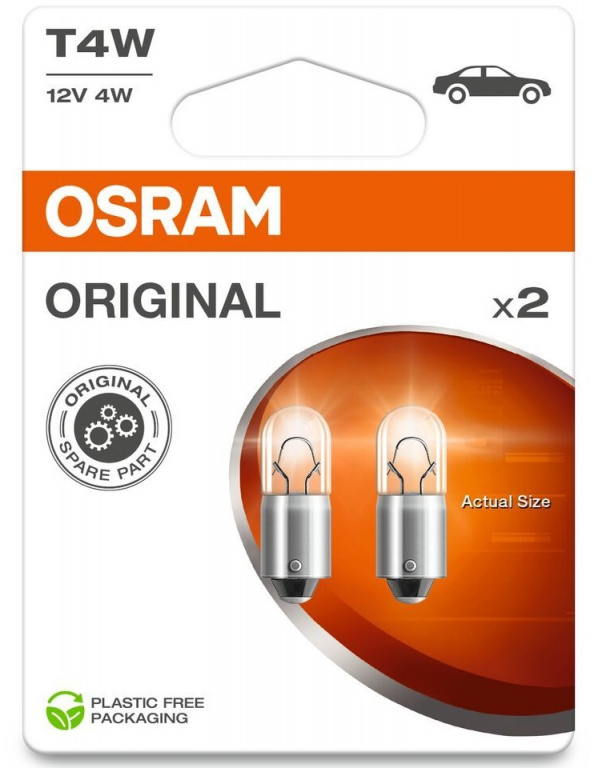 Set 2 Buc Bec Osram T4W 12V 4W Original Blister 3893-2BL