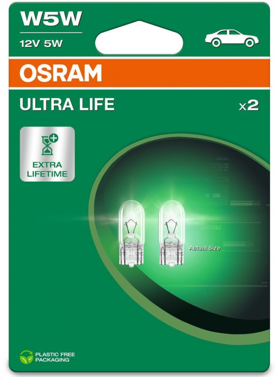Set 2 Buc Bec Osram W5W 12V 5W Ultra Life Blister 2825ULT-2BL