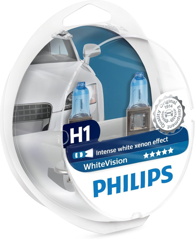 Set 2 Buc Bec Philips H1 12V 55W Whitevision 4300K 12258WHVSM