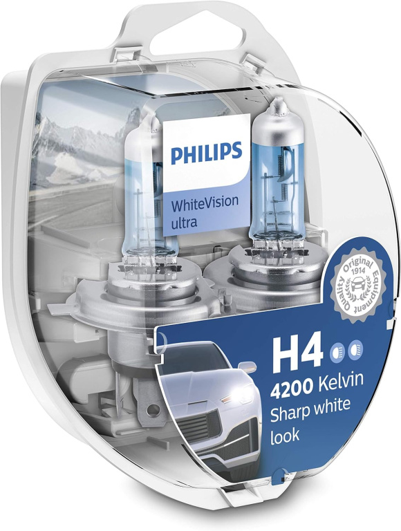 Set 2 Buc Bec Philips H4 12V 60/55W P43T WhiteVision Ultra 12342WVUSM