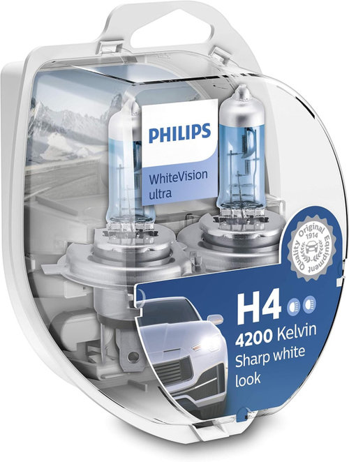 Set 2 Buc Bec Philips H4 12V 60/55W P43T WhiteVision Ultra 12342WVUSM