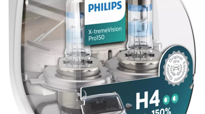 Set 2 Buc Bec Philips H4 P43T 12V 60/55W X-TremeVision Pro150 +150% 12342XVPS2