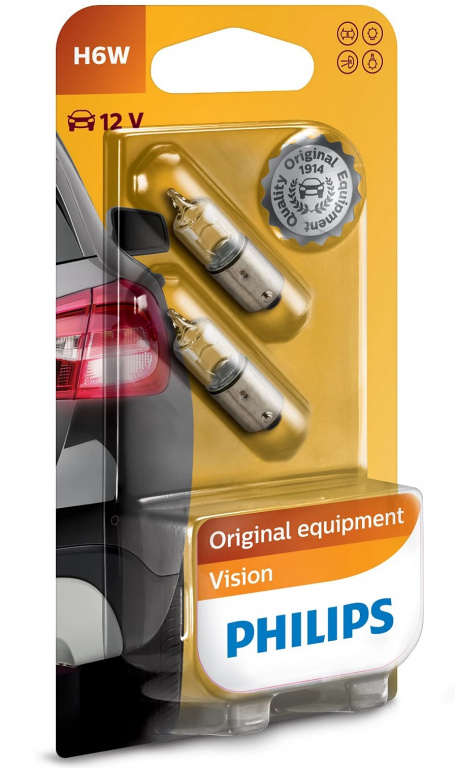 Set 2 Buc Bec Philips H6W 12V 6W BAX9S Vision Blister 12036B2