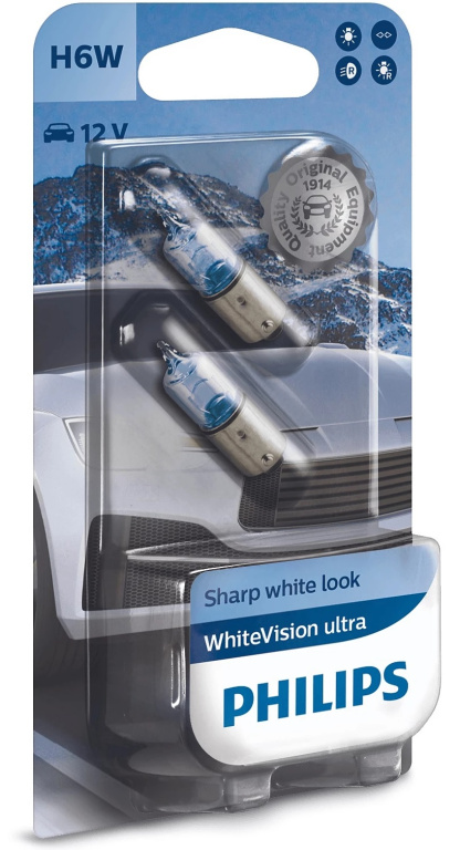 Set 2 Buc Bec Philips H6W 12V 6W BAX9S White Vision 12036WVUB2