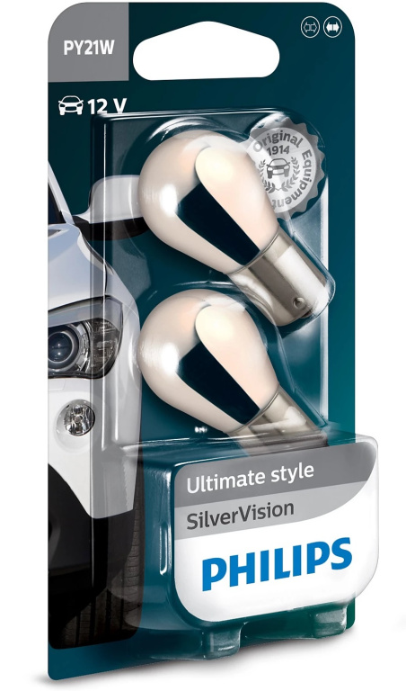 Set 2 Buc Bec Philips PY21W 12V Silver Vision Blister 12496SVB2