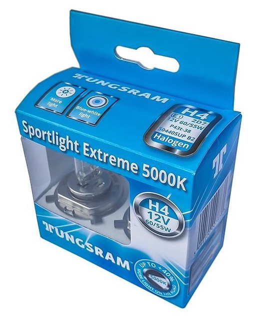 Set 2 Buc Bec Tungsram H4 12V 60/55W P43T-38 Sportlight Extreme 5000K BL1420
