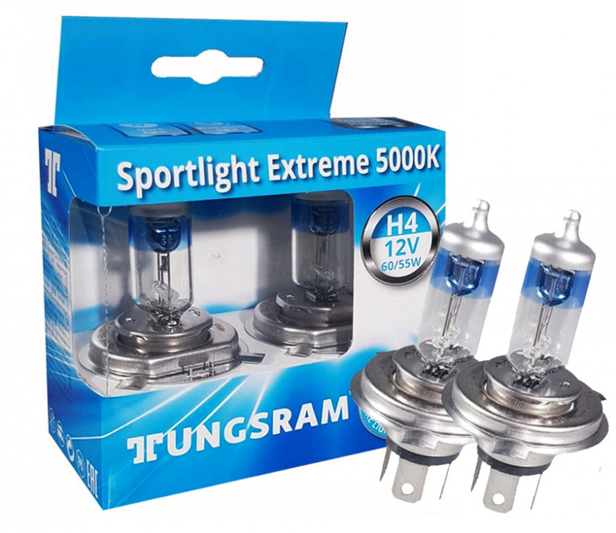 Set 2 Buc Bec Tungsram H4 12V 60/55W P43T-38 Sportlight Extreme 5000K BL1420