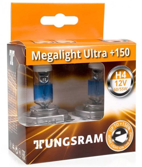 Set 2 Buc Bec Tungsram H4 Megalight Ultra +150 12V 60/55W P43T BL1414