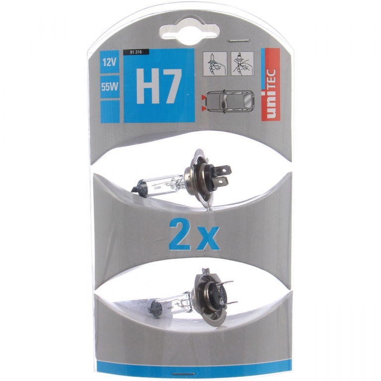 Set 2 Buc Bec Unitec H7 12V 55W Auto Halogen Pentru Far 91316