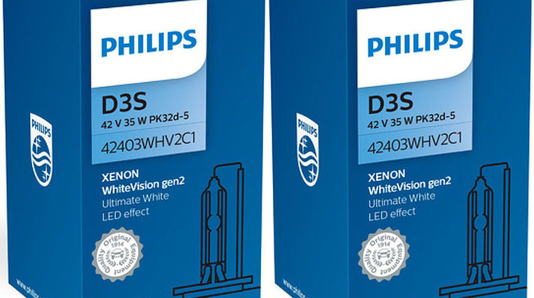 Set 2 Buc Bec Xenon Philips D3S 35W 42V PK32d-5 WhiteVision Gen2 42403WHV2C1