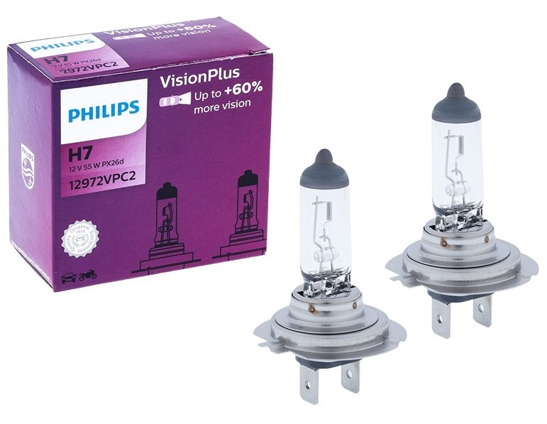 Set 2 Buc Becuri Philips H7 12V 55W PX26D Visionplus +60% PH-37426