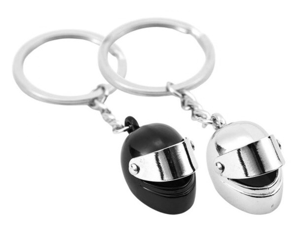 Set 2 Buc Breloc Cheie Casca Moto Argintiu + Negru BRE 025 + BRE 044