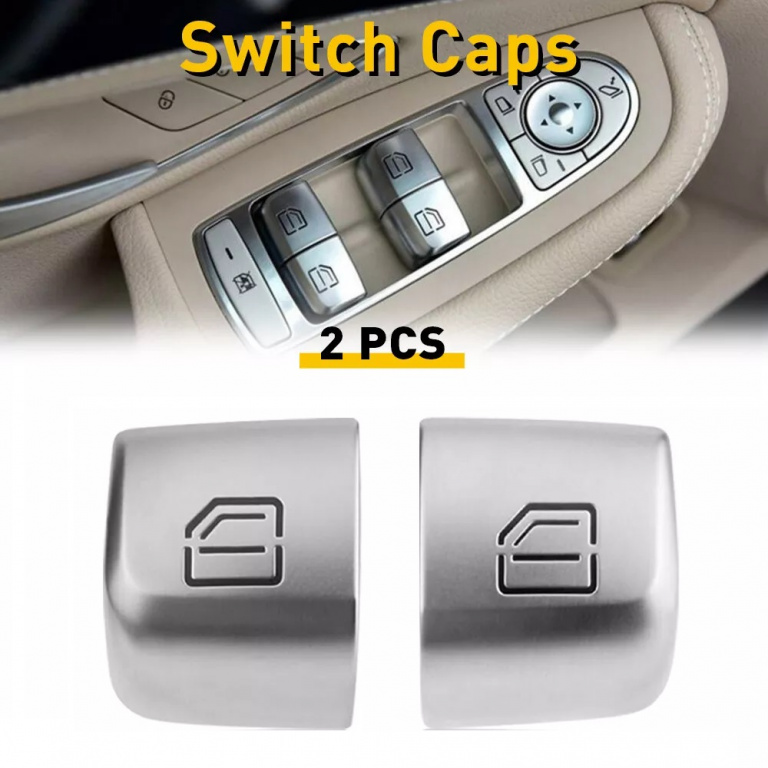 Set 2 Buc Capac Buton Geam Dreapta + Stanga Bloc Comenzi Geamuri Sofer Compatibil Mercedes-Benz GLC-Class C253 Coupe 2016→ Crom A2139050000 5780