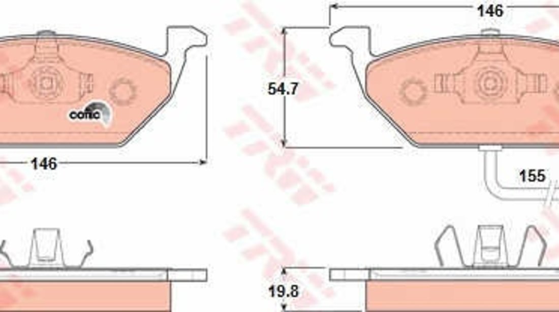 Set 2 Buc Discuri Frana Fata + Set Placute Frana Fata Trw Volkswagen Golf 4 1997-2005 2 Buc DF2804 + GDB1386