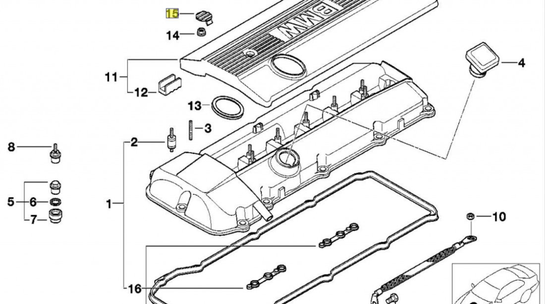 Set 2 Buc Dop Acoperire Capac Motor Oe Bmw Seria 7 E38 1994-2001 11121726089