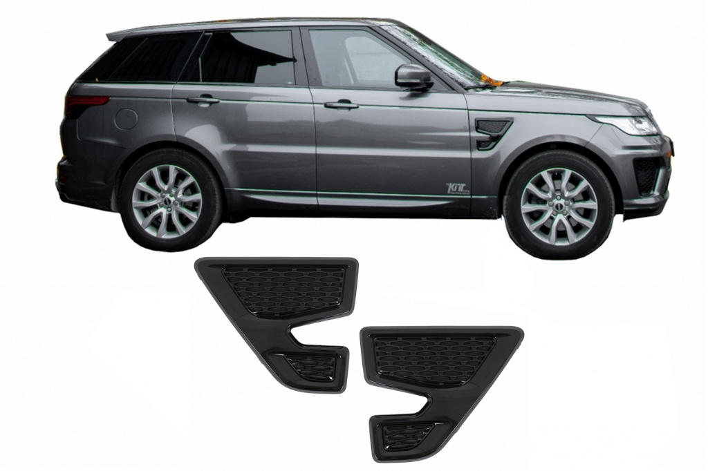 Set 2 Buc Grile Aerisiri Aripi Laterale Dreapta + Stanga Compatibil Cu Land Range Rover Sport L494 2013-2017 Negru Lucios SVRRSL494S