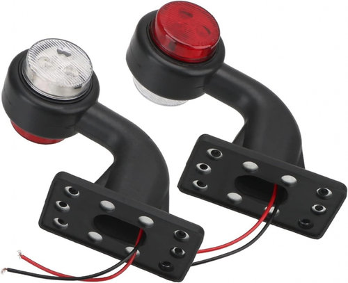 Set 2 Buc Lampi Gabarit Led Laterale Semnalizare 12V / 24V Alb / Roșu Pentru Camion, TIR, Remorcă,...