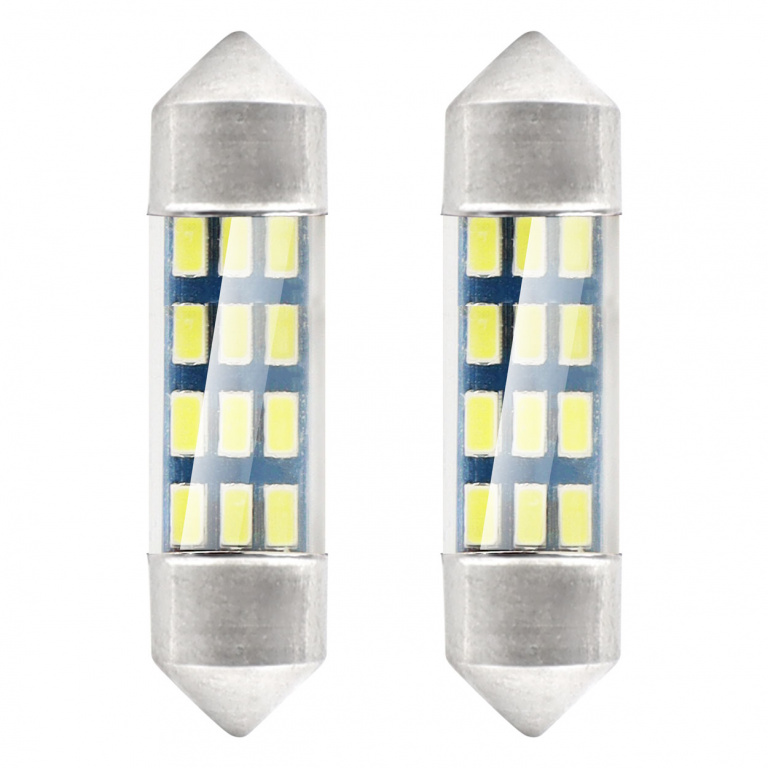 Set 2 Buc Led Amio 12V 12 SMD 3014 Festoon C5W C10W C3W Alb 5600K 36mm 01090