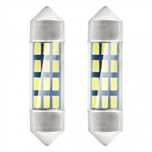 Set 2 Buc Led Amio 12V 12 SMD 3014 Festoon C5W C10W C3W Alb 5600K 36mm 01090