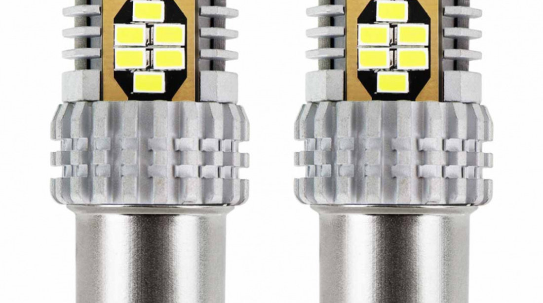 Set 2 Buc Led Amio BA15S P21W R10W R5W 24 SMD 1156 Canbus 3020 Alb 12/24V 02797