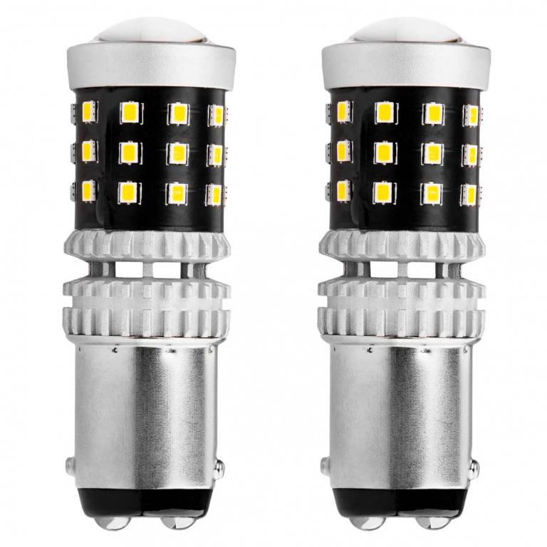 Set 2 Buc Led Amio BAY15D 12V / 24V 39 SMD 2016 P21/5W Canbus Alb 6000K 02800