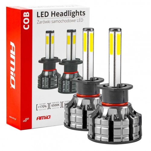Set 2 Buc Led Amio COB Series H1 12V / 24V 38W 3800Lm Alb 6500K 02842