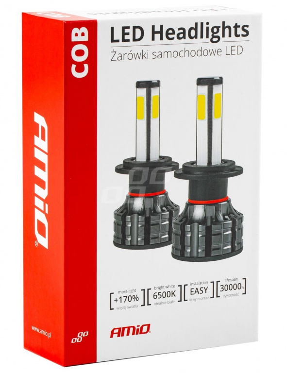 Set 2 Buc Led Amio COB Series H4 12V / 24V 38W 3800Lm Alb 6500K 02843
