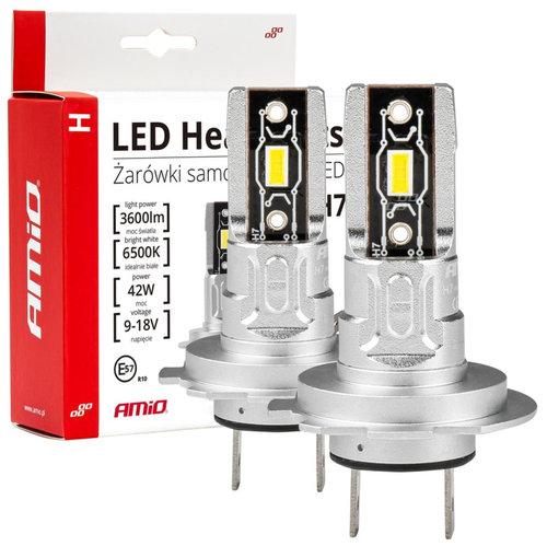 Set 2 Buc Led Amio H Series H7 12V 42W 3600Lm Alb 6500K 03332
