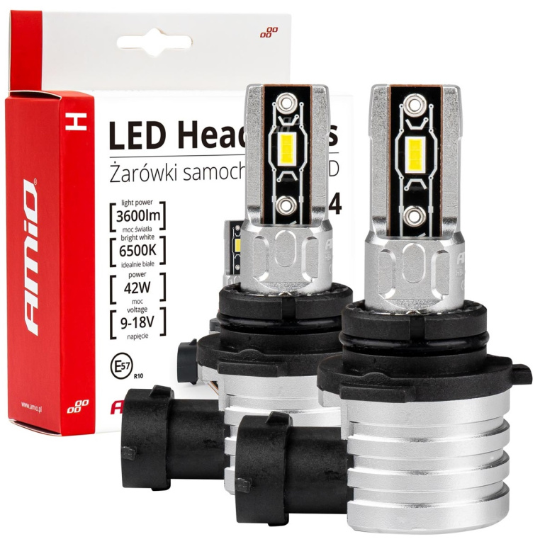 Set 2 Buc Led Amio H Series HB4 9006 12V 42W 3600Lm Alb 6500K 03335